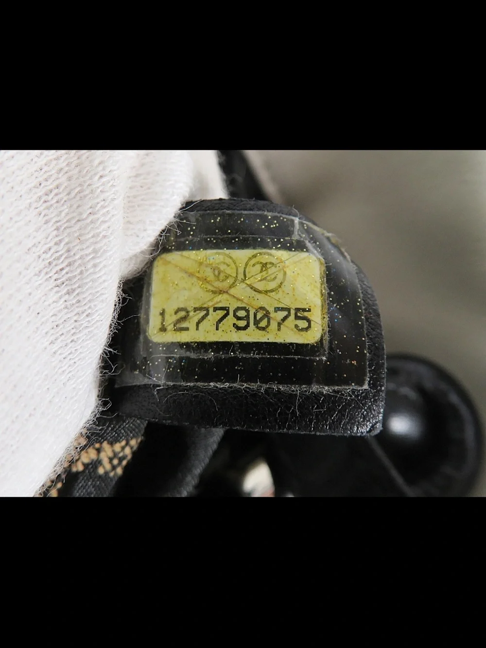 CHANEL White Canvas Tote with Black Handles and Logo